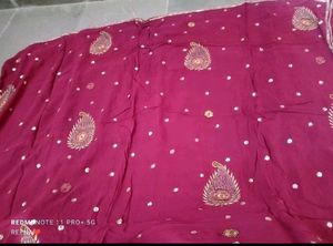 Maroon Embroidered Saree