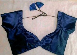 Satin 1 Hook Non Padded Deep Neck Blouse