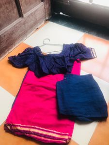 Simple Saree With Patticoat Blouse