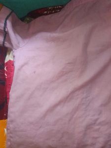 Pink Tshirt With Grey Lones On The Buttons &amp;Handsn