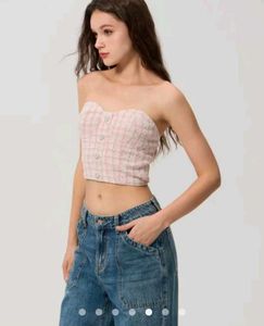 Pink Plaid Corset Top