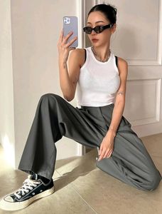 Women&#39;s Relaxed Korean Front Pleated Pant