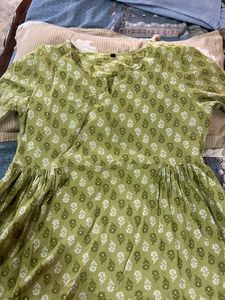 Green Short Frock Style Kurti