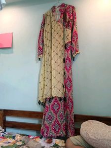 Pink & Gold Anarkali Dress