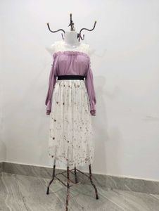 Floral White Tulle Skirt