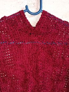 Girl&#39;s Partywear See-through Knit Top Hoodie