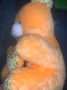Orange Teddy Bear with Heart Pillow