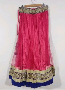 [Blue &amp; Pink Embroidered Lehenga Choli Set (Women)