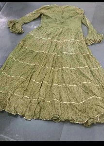 Olive Green Embroidered Dress