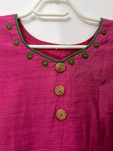 Pink &amp; Green Kurta Set