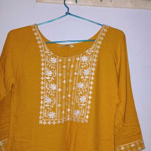 Women Short Yellow Kurti