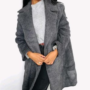 ZARA Unisexual long Elegant Gray Wool Blend Coat