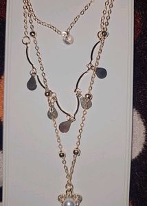 Layered Chain Pearl Pendant Necklace