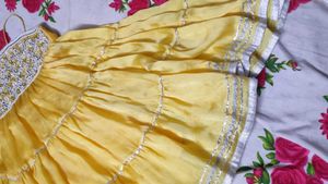 yellow and Purple Embroidered Kurta Set