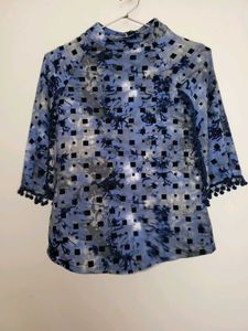 Blue Patterned Top