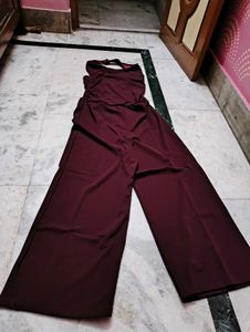Burgundy Wide Jumpsuit size- L
