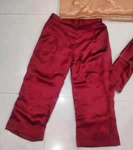 Beautiful Satin Maroon Suit With Heavy Dupatta