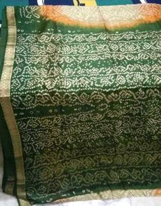 Brand New fastive bandhani cotton silk saree set