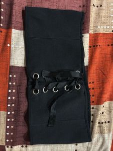 Black Lace-Up Corset Belt