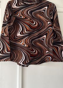 Retro Swirl Print Long Sleeve Top, Bust-36/34/38