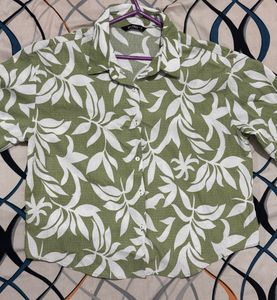 Floral Green Button-Down Shirt