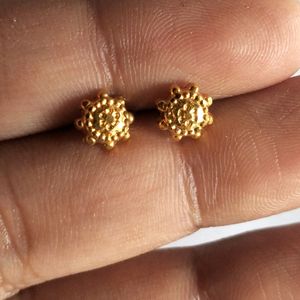 One Garam Gold Stud Earrings