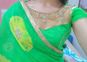 Pure Chiffon Green Heavy Saree