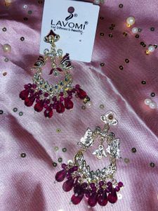 Kundan Earrings Wine Colour