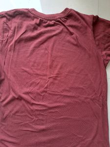 Burgundy- Brown Round Neck Female T- Shirt