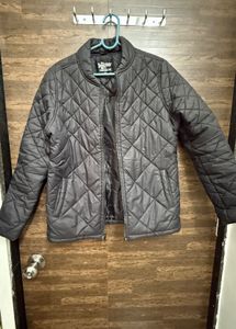 Women Black Solid Quilted Jacket