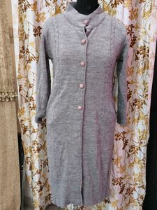 Elegant Grey Knit Cardigan