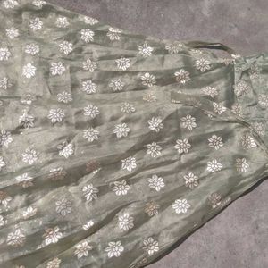 Organza Printed Tinsel  Frock