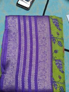 Purple &amp; Green Floral Saree
