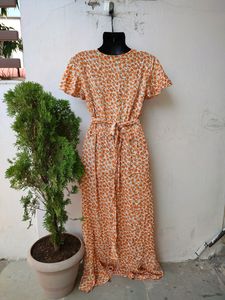 Floral Wrap Midi Dress