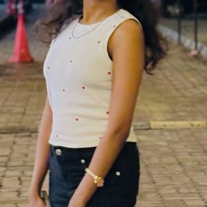 Cute White Heart Tank Top