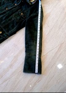 Dark olive green Fur denim jacket