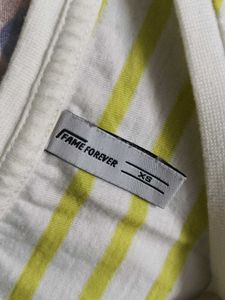 Fame forever women yellow striped cotton tshirt