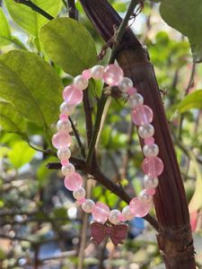 Pink Beaded Bracelet with Bow