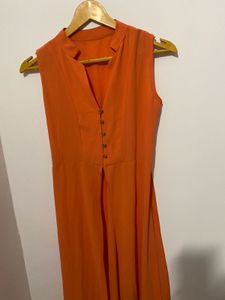 Chic Orange Sleeveless Dress