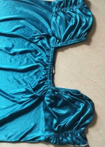 Teal Satin Maxi Skirt