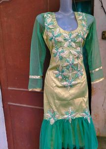 Green Embroidered Kurta Dress