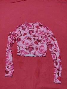 SHEIN ICON Heart Print Crop Top Size S