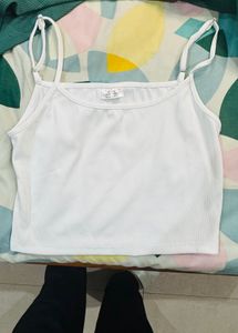 Side Striped Sweatshirt &amp; Solid Cropped Cami Top