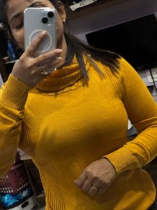 Mustard Yellow Cowl Neck Sweater