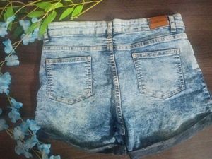 Acid Wash Denim Shorts
