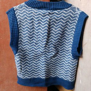 Blue Patterned Sweater Vest