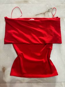 Off-the-shoulder TOP-Red/Zara Brand 🏷️