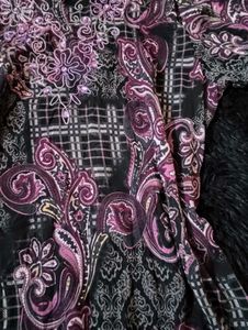 Y2k Checkered Paisley Mesh Embroided Kurti