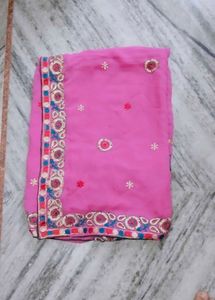 Elegant Pink Saree(no blouse)