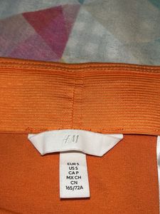Orange Mini Skirt with Slit